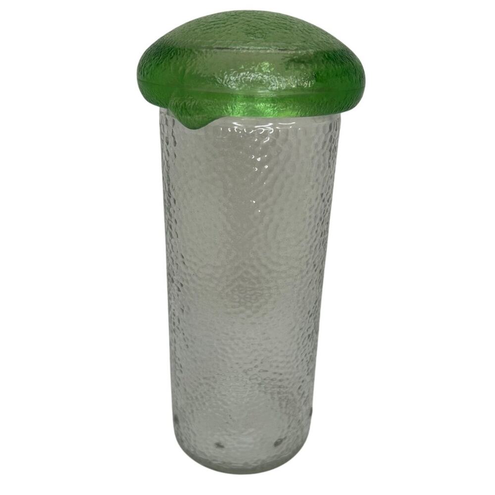 Vintage MCM Textured Glass Canister Jar Green Lid 10 Retro Kitchen Decor